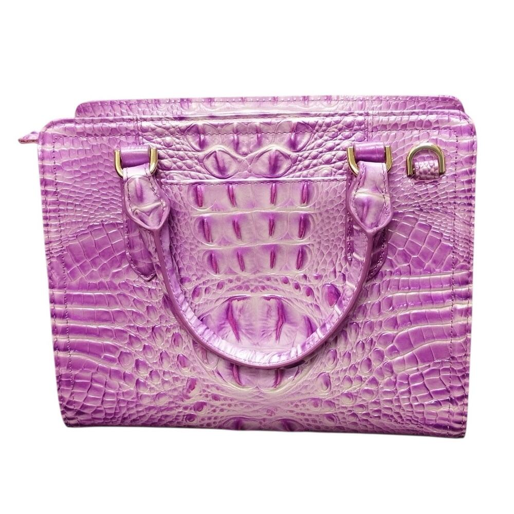 Brahmin Cami Lilac Essence Melbourne Leather Satchel Shoulder Strap Embossed - Picture 3 of 7
